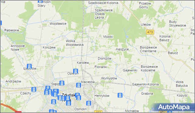 mapa Dionizów, Dionizów na mapie Targeo