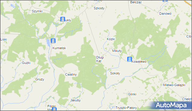 mapa Długi Kąt gmina Biała Piska, Długi Kąt gmina Biała Piska na mapie Targeo
