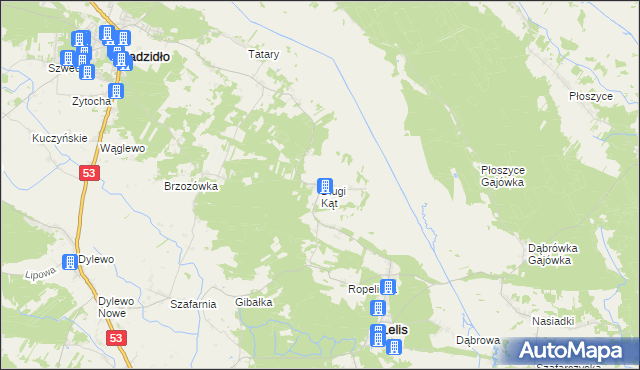 mapa Długi Kąt gmina Lelis, Długi Kąt gmina Lelis na mapie Targeo