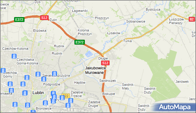 mapa Długie gmina Wólka, Długie gmina Wólka na mapie Targeo