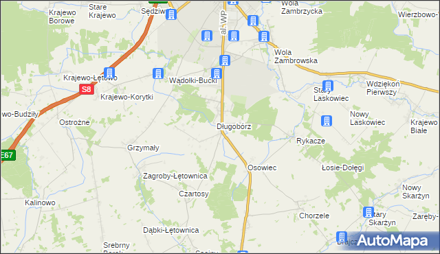 mapa Długobórz Drugi, Długobórz Drugi na mapie Targeo