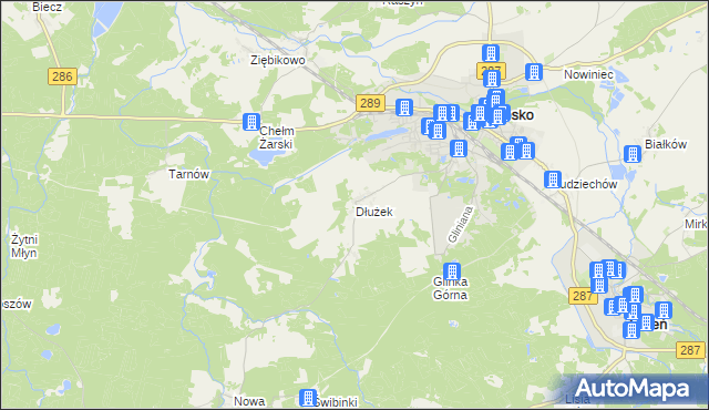 mapa Dłużek gmina Lubsko, Dłużek gmina Lubsko na mapie Targeo