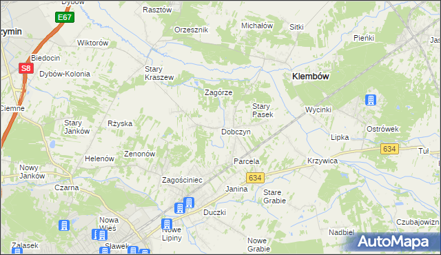mapa Dobczyn gmina Klembów, Dobczyn gmina Klembów na mapie Targeo