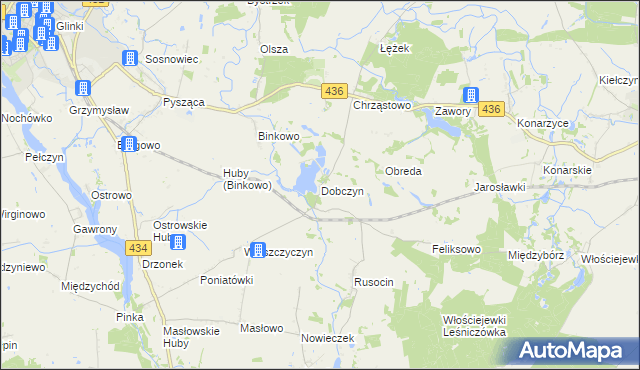 mapa Dobczyn gmina Śrem, Dobczyn gmina Śrem na mapie Targeo