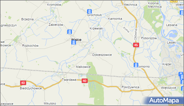 mapa Dobieszowice gmina Walce, Dobieszowice gmina Walce na mapie Targeo