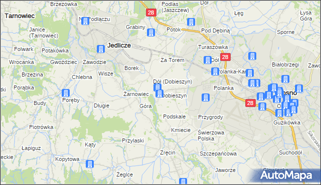 mapa Dobieszyn gmina Jedlicze, Dobieszyn gmina Jedlicze na mapie Targeo