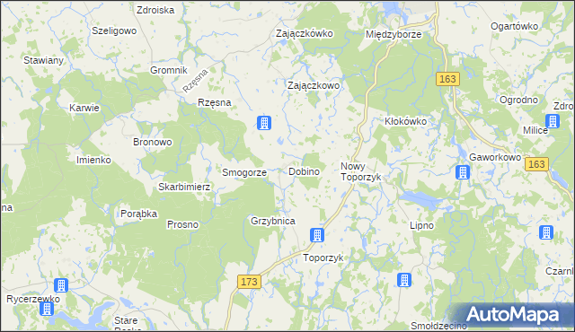 mapa Dobino gmina Połczyn-Zdrój, Dobino gmina Połczyn-Zdrój na mapie Targeo