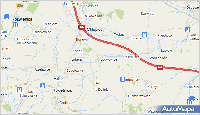 mapa Dobkowice gmina Chłopice, Dobkowice gmina Chłopice na mapie Targeo