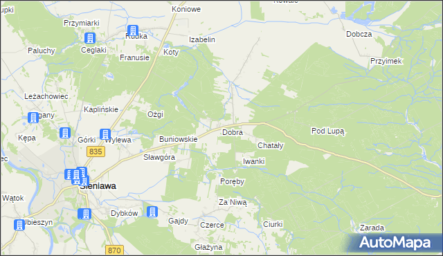 mapa Dobra gmina Sieniawa, Dobra gmina Sieniawa na mapie Targeo