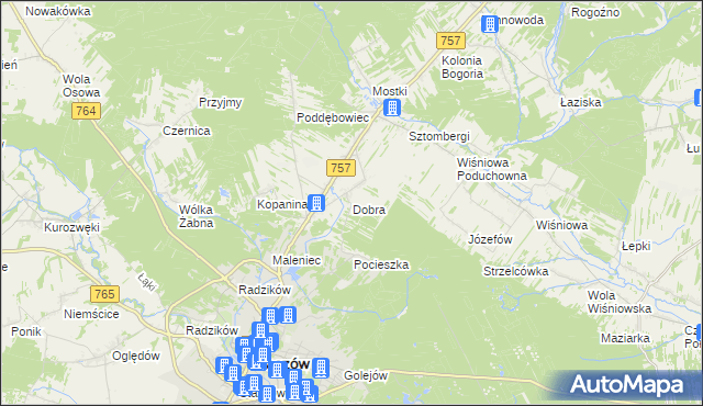 mapa Dobra gmina Staszów, Dobra gmina Staszów na mapie Targeo