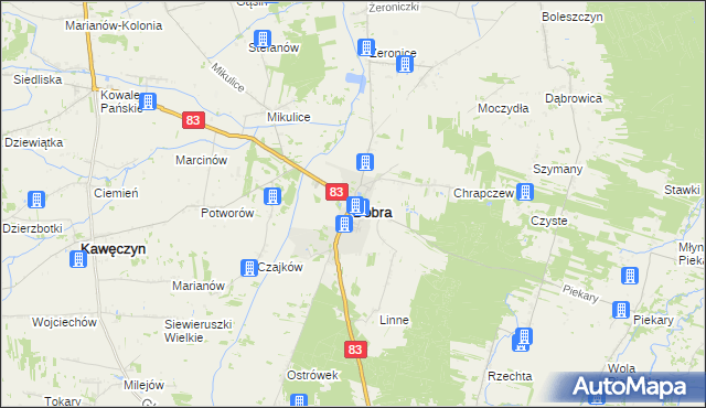 mapa Dobra powiat turecki, Dobra powiat turecki na mapie Targeo