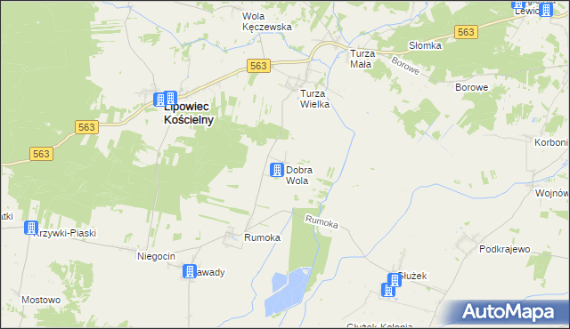 mapa Dobra Wola gmina Lipowiec Kościelny, Dobra Wola gmina Lipowiec Kościelny na mapie Targeo