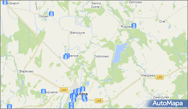 mapa Dobrkowo, Dobrkowo na mapie Targeo