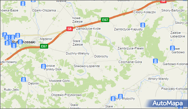 mapa Dobrochy gmina Rutki, Dobrochy gmina Rutki na mapie Targeo