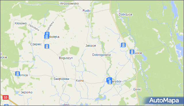 mapa Dobrogoszcz gmina Wałcz, Dobrogoszcz gmina Wałcz na mapie Targeo