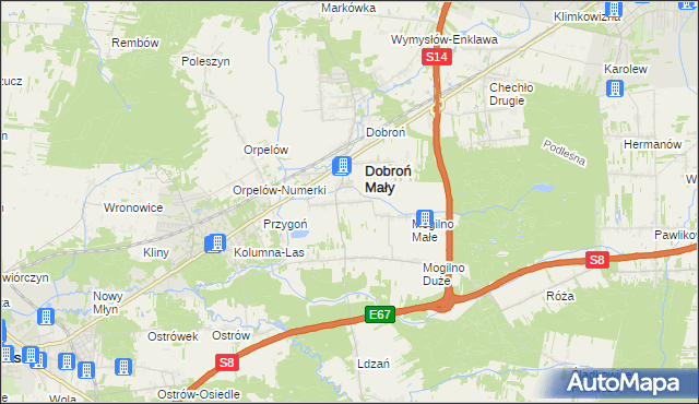 mapa Dobroń Duży, Dobroń Duży na mapie Targeo