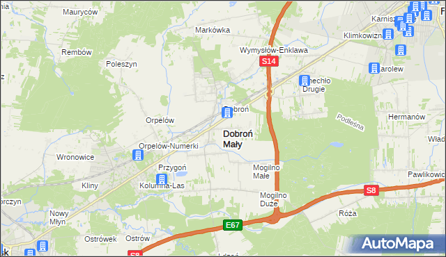 mapa Dobroń Mały, Dobroń Mały na mapie Targeo