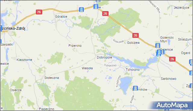 mapa Dobropole gmina Trzcińsko-Zdrój, Dobropole gmina Trzcińsko-Zdrój na mapie Targeo