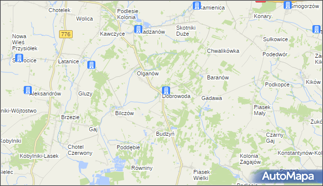 mapa Dobrowoda gmina Busko-Zdrój, Dobrowoda gmina Busko-Zdrój na mapie Targeo