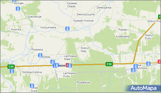 mapa Dobryń Mały, Dobryń Mały na mapie Targeo