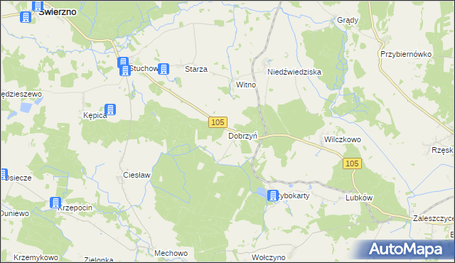 mapa Dobrzyń gmina Gryfice, Dobrzyń gmina Gryfice na mapie Targeo