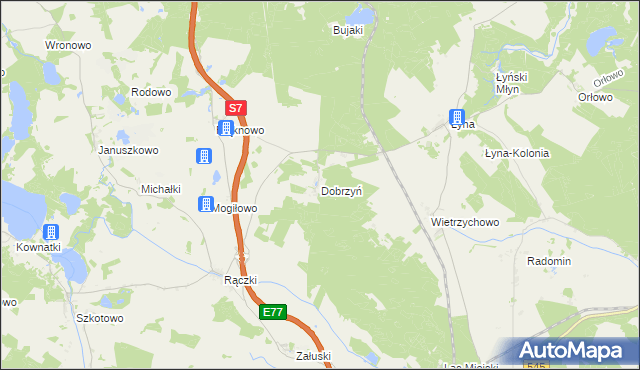 mapa Dobrzyń gmina Nidzica, Dobrzyń gmina Nidzica na mapie Targeo