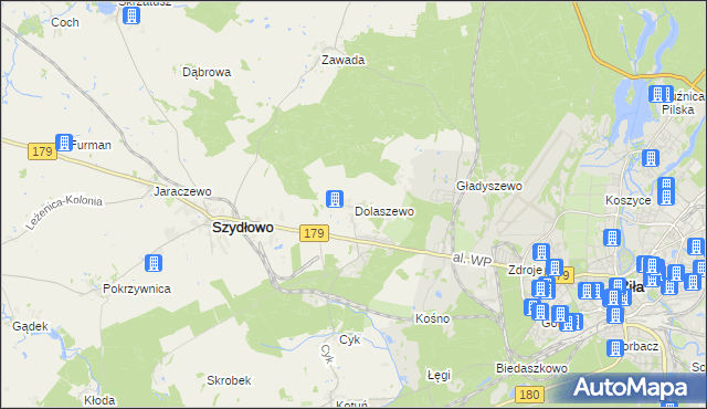 mapa Dolaszewo, Dolaszewo na mapie Targeo