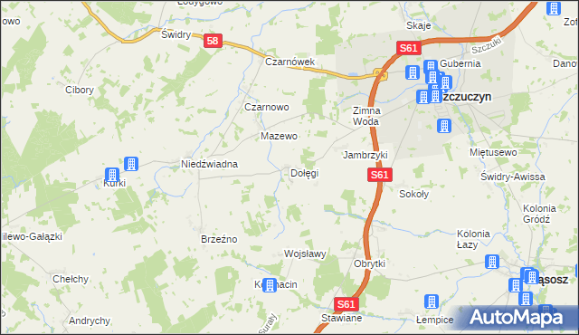 mapa Dołęgi, Dołęgi na mapie Targeo