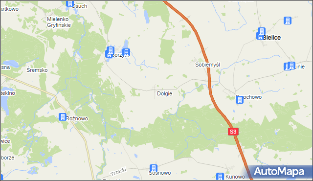 mapa Dołgie gmina Gryfino, Dołgie gmina Gryfino na mapie Targeo
