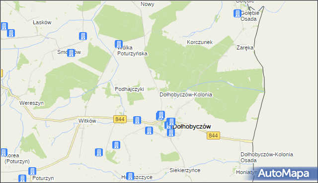 mapa Dołhobyczów-Kolonia, Dołhobyczów-Kolonia na mapie Targeo