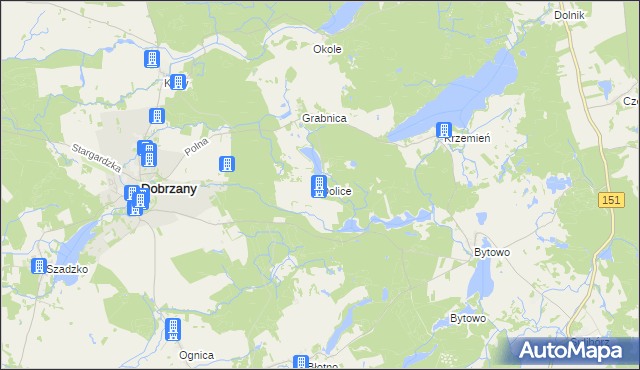 mapa Dolice gmina Dobrzany, Dolice gmina Dobrzany na mapie Targeo