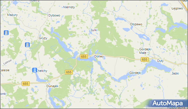 mapa Doliwy gmina Olecko, Doliwy gmina Olecko na mapie Targeo