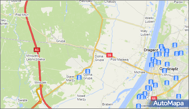 mapa Dolna Grupa, Dolna Grupa na mapie Targeo