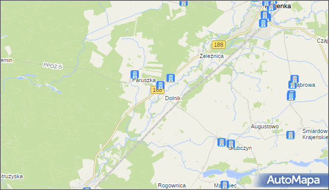 mapa Dolnik gmina Krajenka, Dolnik gmina Krajenka na mapie Targeo