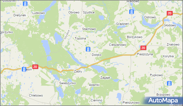 mapa Dolsko gmina Miastko, Dolsko gmina Miastko na mapie Targeo