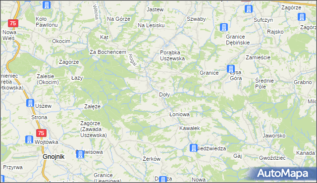 mapa Doły gmina Dębno, Doły gmina Dębno na mapie Targeo