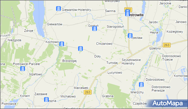 mapa Doły gmina Ostrowite, Doły gmina Ostrowite na mapie Targeo