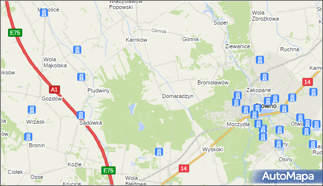 mapa Domaradzyn, Domaradzyn na mapie Targeo