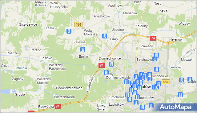 mapa Domiechowice, Domiechowice na mapie Targeo