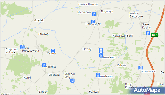 mapa Doziny, Doziny na mapie Targeo