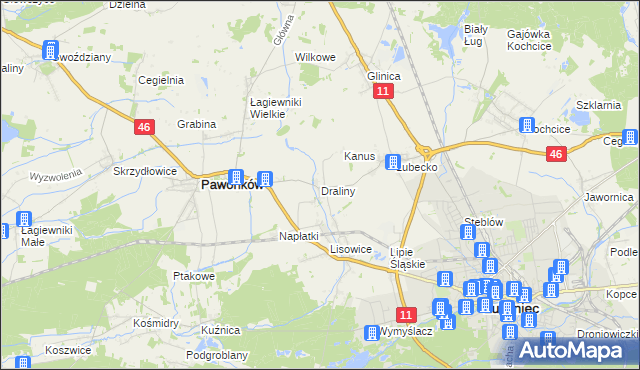 mapa Draliny, Draliny na mapie Targeo