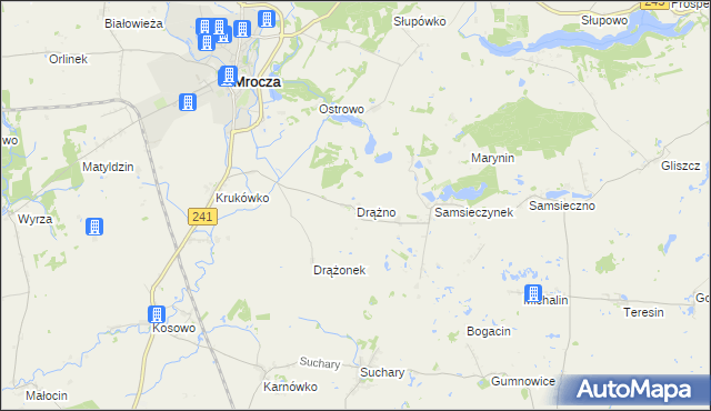 mapa Drążno gmina Mrocza, Drążno gmina Mrocza na mapie Targeo