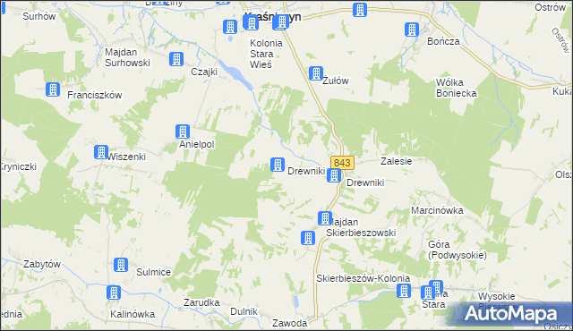 mapa Drewniki gmina Kraśniczyn, Drewniki gmina Kraśniczyn na mapie Targeo