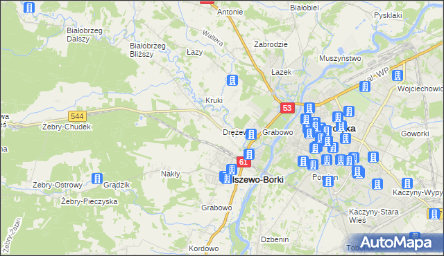 mapa Drężewo, Drężewo na mapie Targeo