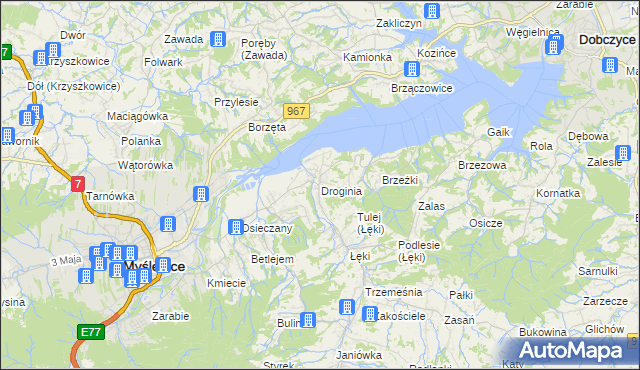 mapa Droginia, Droginia na mapie Targeo