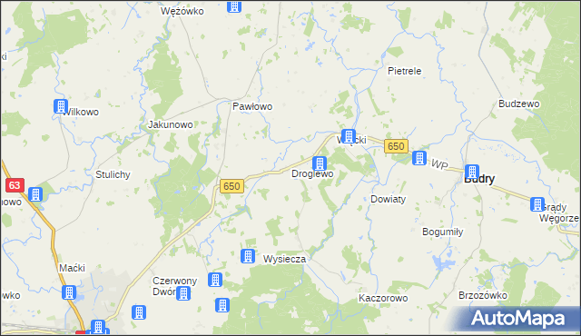 mapa Droglewo, Droglewo na mapie Targeo