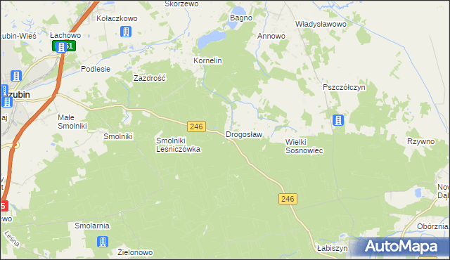 mapa Drogosław gmina Szubin, Drogosław gmina Szubin na mapie Targeo