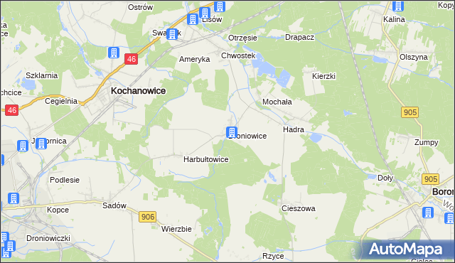 mapa Droniowice, Droniowice na mapie Targeo