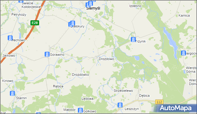 mapa Drozdowo gmina Rymań, Drozdowo gmina Rymań na mapie Targeo