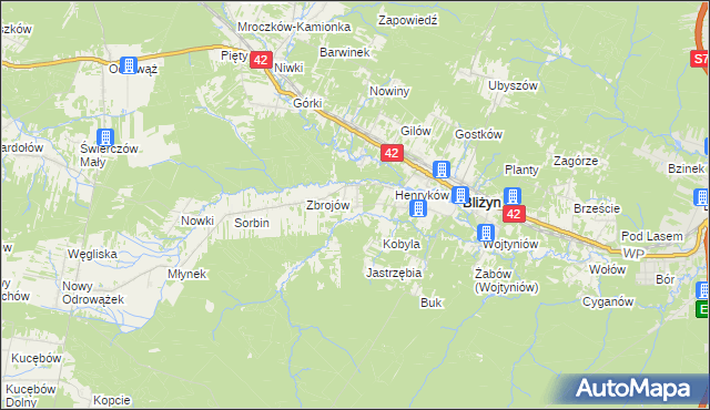 mapa Drożdżów, Drożdżów na mapie Targeo